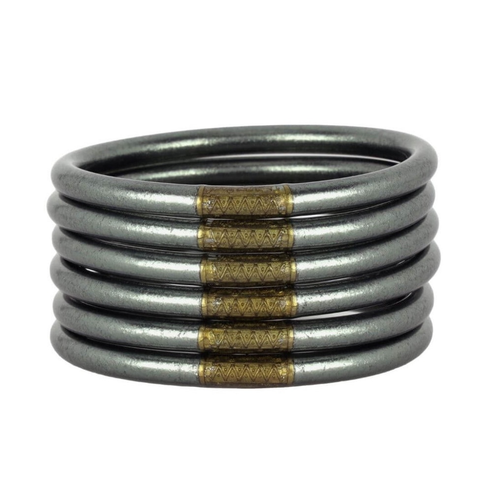 NWB Small BUDHAGIRL Graphite All Weather Bangles Bracelets